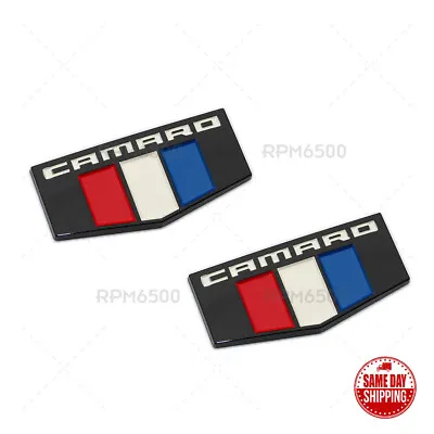 2x Chevy CAMARO Logo Fender Marker Emblem 3D Black Sport Badge RS SS ZL1 OEM ABS • $24.99