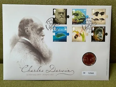 2009 Royal Mint Charles Darwin £2 Coin Cover PNC/Stamp Cover BUNC • £18