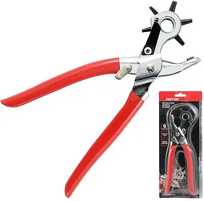 Dekton Revolving Leather Hole Punch Plier Puncher For Belts Cut Eyelet 6 Sizes • £5.19