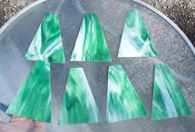 Stain Slag Glass Green Marble;  7 Pieces Scrap Crafts Glass Art  Mosaic Supplies • $25