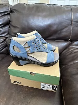 JBU By Jambu Isla Vegan Wedge Sandals Light Denim Foam Shoes Size 9 • $39