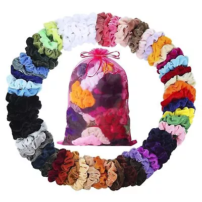 60Pack Velvet Hair Scrunchies For Women，Bulk Hair Bands Ties For Thin Thick Hair • $19.99