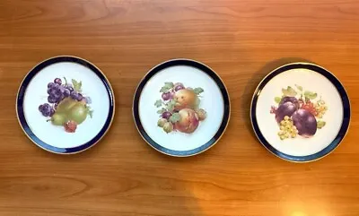 Set Of 3 Echt Cobalt Bountiful 7 1/2  Salad Plates Bavaria Schumann Germany Wall • $15