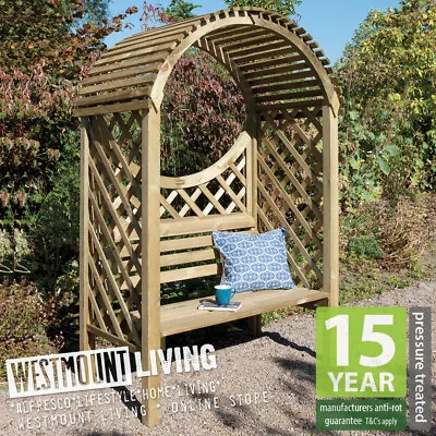 Garden Arbour Bench Seat Patio Pergola Chair Pressure Treated Garden Furniture • £325.99