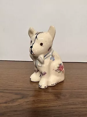 Dog Figurine Ceramic Handpainted Floral Multicolored Roses • $5.53