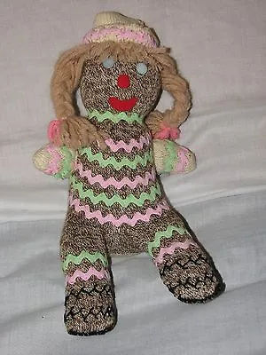 £16.54 • Buy Handmade Sock Doll Blonde Monkey OAK Brown White Girl One Of A Kind Yarn Hair