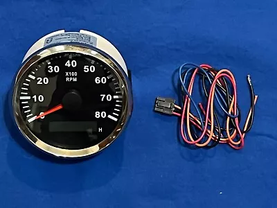 0-8000 Rpm Tachometer  3- 3/8   Mounting Hole With Hour Meter • $34