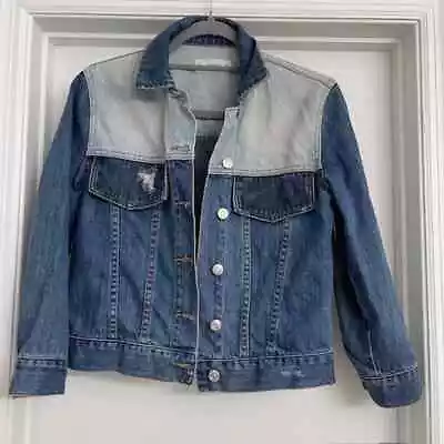 Mango Colorblock Denim Jean Jacket Women's Sz XS • $30