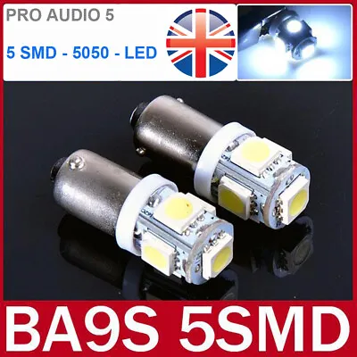 2 X BA9S 5-SMD 5050 WHITE LED Bulbs High Power Car Side Light Interior T4W UK / • $4.34