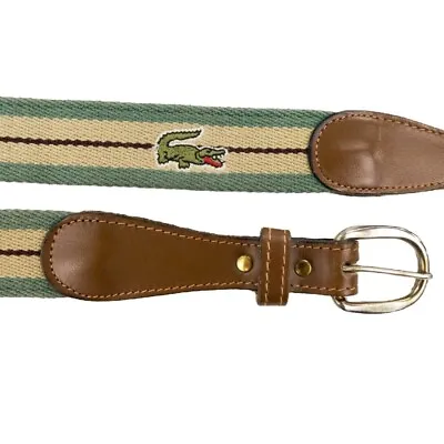 IZOD LACOSTE - Vintage Surcingle Leather Tab Belt Approx. US 35 • $24.99