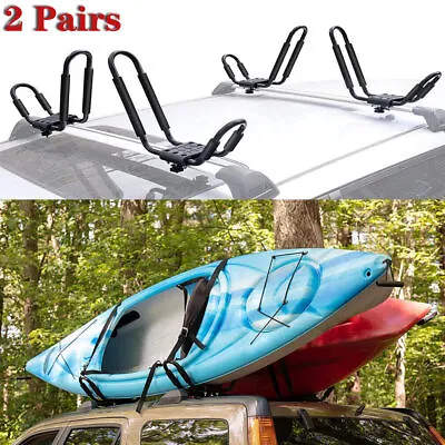 4PCS Ultra Strong Load Kayak Rack J Bar Roof Rack Carrier Vehicle Space Saving • $79.91