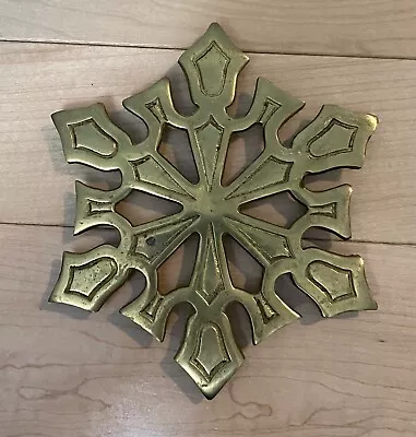 Brass Trivet Vintage Footed Wall Hanging Snowflake • $10