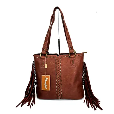 Wrangler Concealed Carry Purse Western Country Fringe Handbag Brown • $62.99