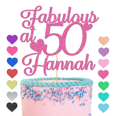 Fabulous At Fifty Cake Topper Happy 50th Birthday Personalised Party Decoration • £2.83