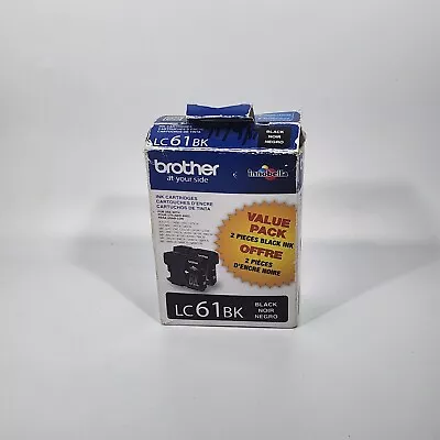 Brand NEW 2 Pack Brother LC61BK 61 Genuine Ink Cartridges BLACK 6/2019 • $30