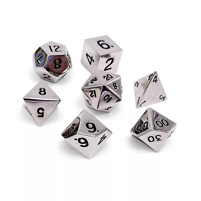 7 Piece Metal Dice Set - Chainmail Silver 7 Piece Metal Dice Set • $30