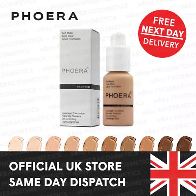 £6.95 • Buy Phoera Full Coverage Soft Matte Liquid Foundation Oil Control Flawless Make Up