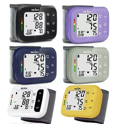 SEJOY Digital Automatic Blood Pressure Monitor Wrist BP Cuff Heart Rate Machine • £13.99