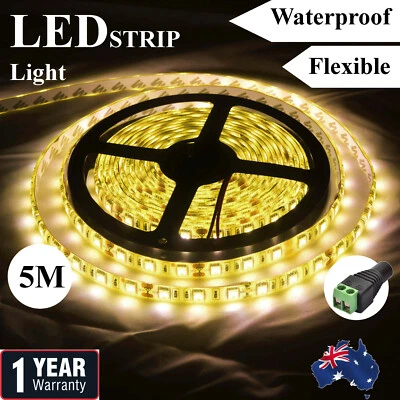 $15.99 • Buy Waterproof Warm White 12V 5M 5050 SMD 300 Leds LED Strip Lights Car Boat Caravan