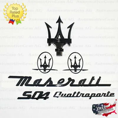 Maserati Emblem Quattroporte SQ4 Grille Trident Side Logo Black Badge Set Kit • $105.99