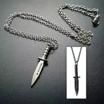 DAGGER NECKLACE 1.5  Knife Pendant 19  Chain Metal Gothic Goth Punk Jewelry NEW • $7.95