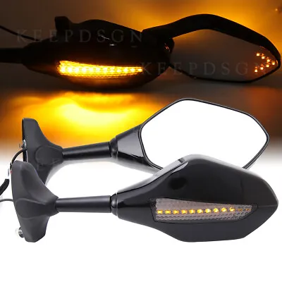 $37.89 • Buy LED Turn Signal Flowing Light Side Mirrors For Kawasaki ZX 6R 636 9R 10R 12R 14