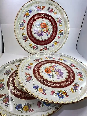 3-Daher Decorated Ware 16  Round Scalloped Edge With Floral Print #11101 England • $45