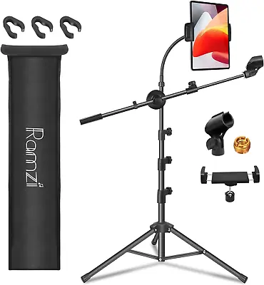 6-in-1 Mic Stand With Boom Arm Gooseneck Tablet & Phone Holder And Mic Clips • $36.99