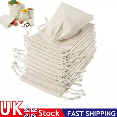 25pcs Linen Sack Drawstring Jute Gift Bags Wedding Party Favor Candy Xmas Pouch • £3.57