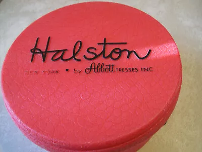 Vintage Halston New York By Abbott Tresses Inc. Red Plastic Wig Round Box 7 5/8  • $14.95