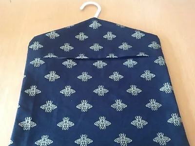 Handmade Peg Bag Foil Print Bumblebee Design On A Black Cotton Rich Fabric.  • £5.50