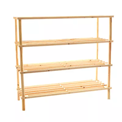 2 3 4 Tier Shoe Rack Slated Dark Oak Natural Walnut Wood Footwear Storage Unit • £8.95