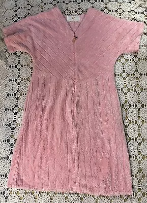 Vintage Stan Herman Pink Chenille Spa  Robe Pockets Housedress Pool Cover Up • $33.95