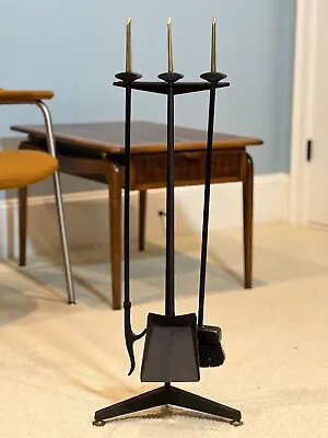Donald Deskey For Bennett Mid Century Iron Fireplace Tool Set With Stand • $140