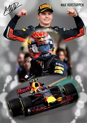 Max Verstappen Poster Formula 1 Red Bull F1 Signature Wall Art Home Decor Gift • £6.95