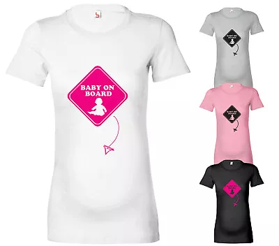 Baby On Board Maternity T-Shirt Pregnancy Shower Tshirt Top Christmas Gift • £13.25