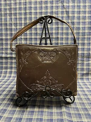 Antique Edwardian Purse Tooled Leather Art Nouveau USA • $19.95