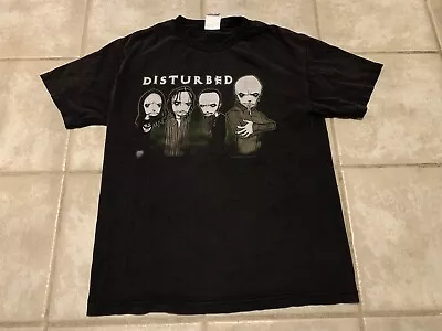 VINTAGE Disturbed 2001 Large Black Shirt Y2K 2000s Heavy Metal Rock Band RARE • $49.95