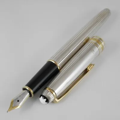 Montblanc Meisterstuck Solitaire Sterling Silver Pinstripe Fountain Pen M (used) • $799