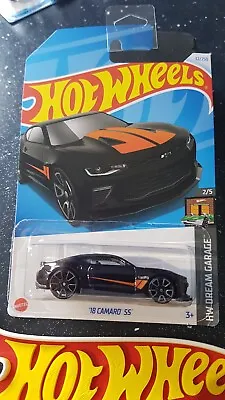 Hot Wheels ~ '18 Camaro SS Black & Orange Long Card.  More NEW Models Listed!! • £3.39