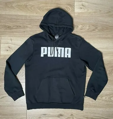 $25.50 • Buy Puma Men's Essentials Full-Length All Black Pullover Hoodie With Logo Print Sz S