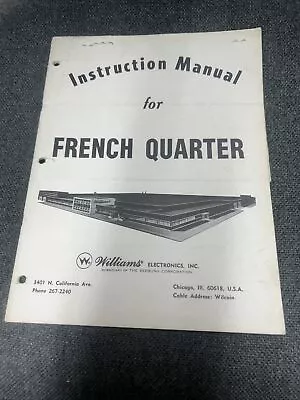Williams FRENCH QUARTER Shuffle Bowling Alley Game Manual - Good Used Original • $19.99