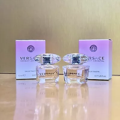 2 PCS) Versace Bright Crystal Women EDT 0.17oz-5ml Splash Travel MINI SAMPLE(C81 • $16.95