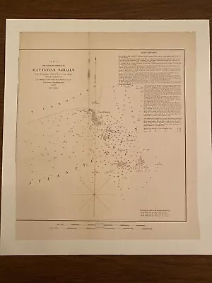 1850 US Coast Survey AD Bache Small Rare Map Of Hatteras Shoals North Carolina • $55