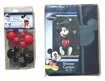 NEW Jay Franco Disney Mickey Mouse Black Shower Curtain 70x72  W/Mouse Ear Hooks • $74.99