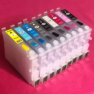 9 Non OEM REFILLABLE EMPTY REFILL INK CARTRIDGE EPSON STYLUS PHOTO R2400 PRINTER • $37.29