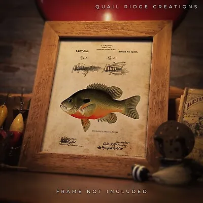 Vintage Fishing Lure Patent Art Print 8X10 Bluegill Fish Cabin Wall Decor Gift • $6.99