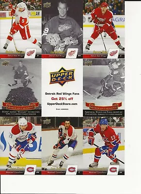 2010-11 UpperDeck  Red Wing Sheets ; HoweSawchukBeliveauLidstrom Hockey Cards • $19.99