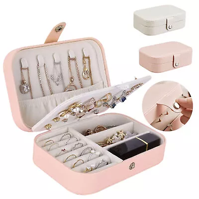 Portable Jewelry Box Organizer Leather Jewellery Ornaments Case Travel Storage • $10.48