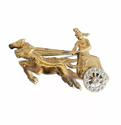 Vintage Brass Chariot Brooch Horses With Chariot Horse • $19.99